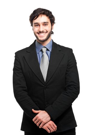 Smiling businessman isolated on whiteの写真素材