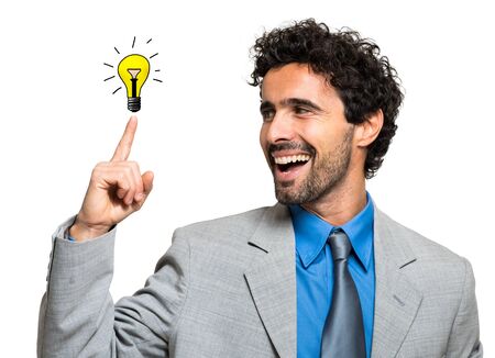 Young businessman having the solutionの写真素材