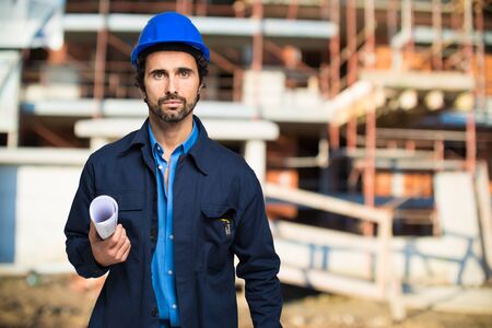 Worker in a construction siteの写真素材
