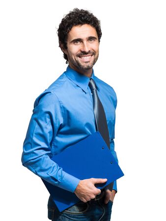 Portrait of a smiling businessman. Isolated on whiteの写真素材