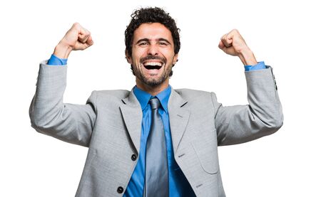 Successful businessman isolated on whiteの写真素材