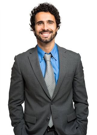 Handsome businessman isolated on whiteの写真素材