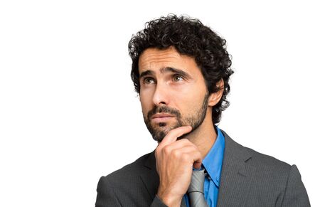 Thoughtful man portraitの写真素材