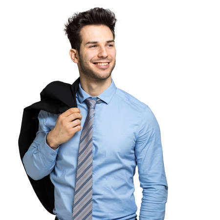 Young manager portrait isolated on whiteの写真素材