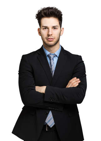 Young manager portrait isolated on whiteの写真素材