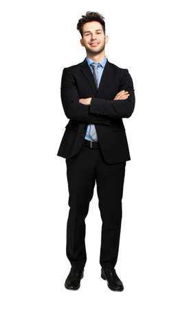 Firendly manager against a white backgroundの写真素材