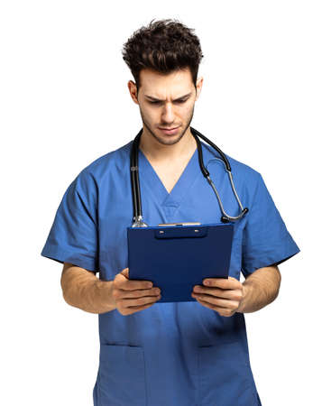 Male nurse isolated on whiteの写真素材