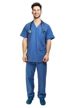 Male nurse isolated on whiteの写真素材