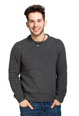 Smiling handsome man isolated on whiteの写真素材