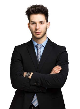 Young manager portrait isolated on whiteの写真素材