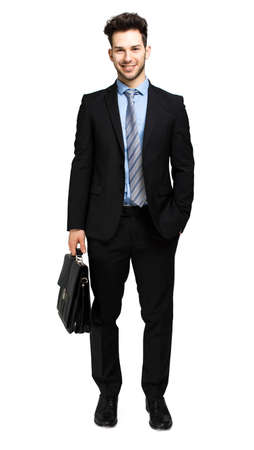 Firendly manager against a white backgroundの写真素材