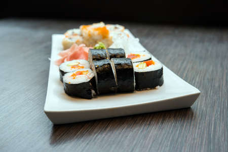 Fresh sushi on a plateの写真素材