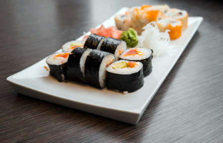 Fresh sushi on a plateの写真素材