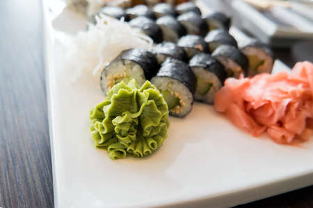 Sushi served on a plateの写真素材