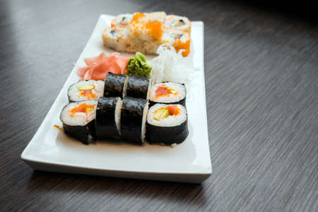 Fresh sushi on a plateの写真素材