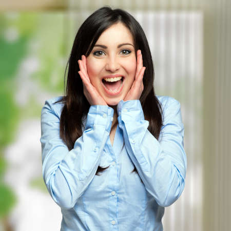 Shocked amazed girlの写真素材