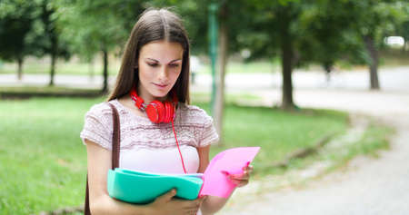 Smiling student outdoorの写真素材