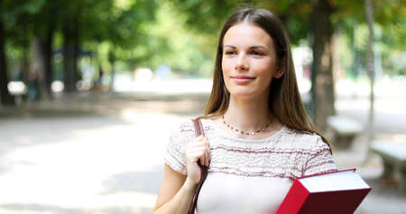 Smiling student outdoorの写真素材