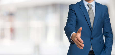 Business handshake, Wide bright backgroundの写真素材