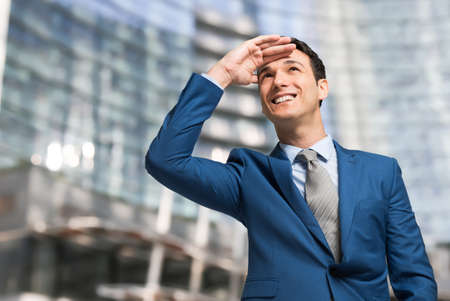 Businessman looking at the horizonの写真素材