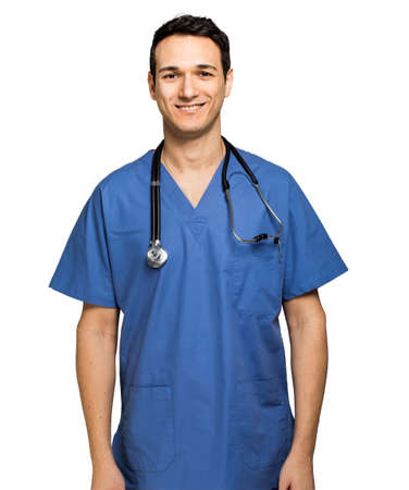 Male nurse isolated on whiteの写真素材