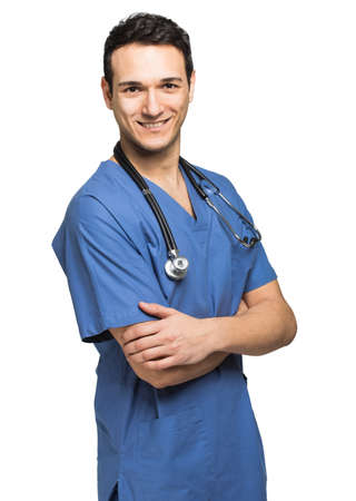 Male nurse isolated on whiteの写真素材