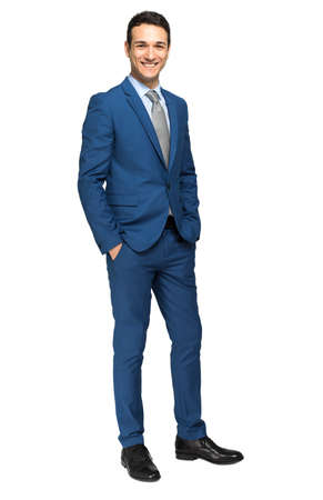 attractive businessman smiling over a white backgroundの写真素材