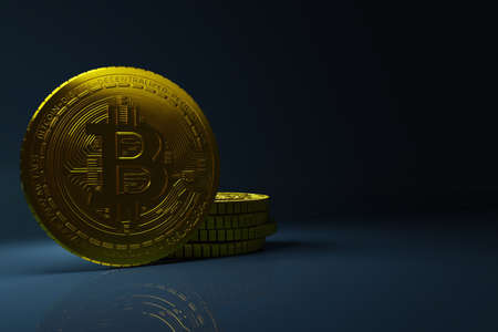 Bitcoin coin closeup shot, concept cryptocurrency shotの写真素材