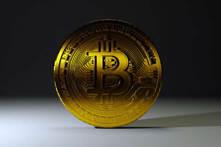 Bitcoin coin closeup shot, concept cryptocurrency shotの写真素材