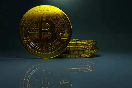 Bitcoin coin closeup shot, concept cryptocurrency shotの写真素材