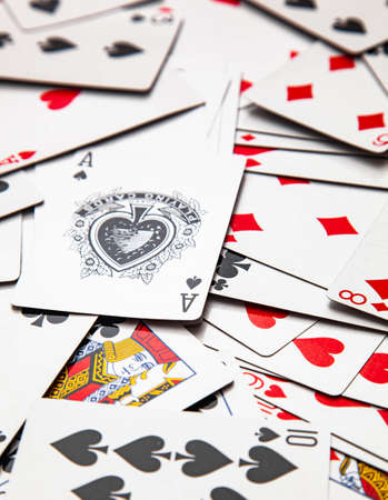 Playing cards displaced on a desk
