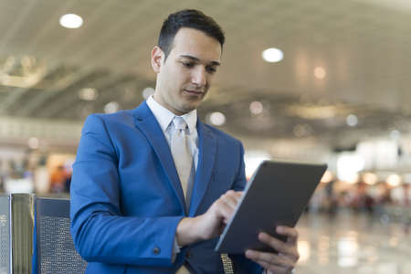Business man using a tabletの写真素材