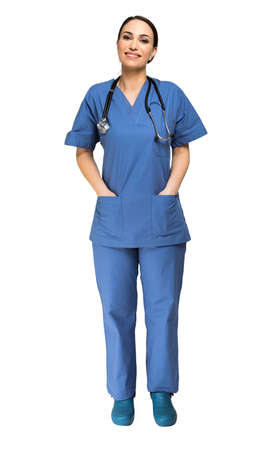Portrait of a smiling young nurseの写真素材