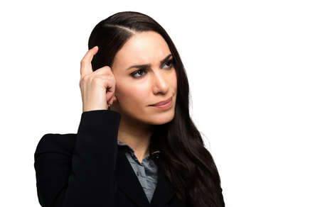 Portrait of a beautiful young woman thinking