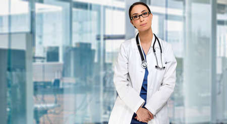 Portrait of a smiling female doctorの写真素材