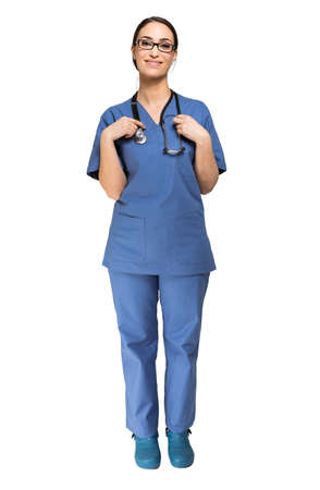 Portrait of a smiling young nurseの写真素材