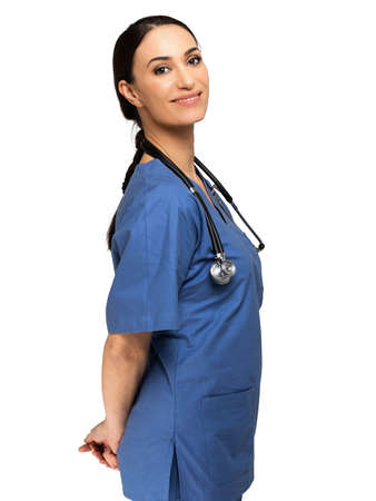 Portrait of a smiling young nurseの写真素材