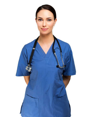 Portrait of a smiling young nurseの写真素材