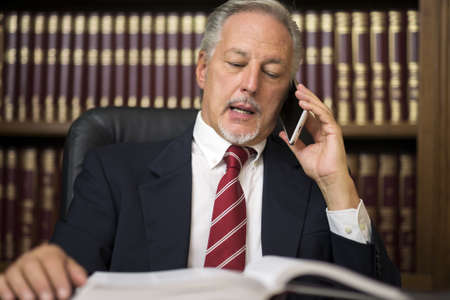 Businessman talking on the phone in his officeの写真素材