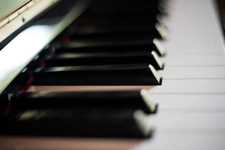 Closeup of a piano keyboardの写真素材