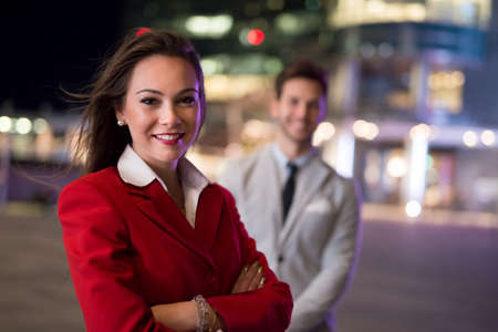 Business people team at nightの写真素材