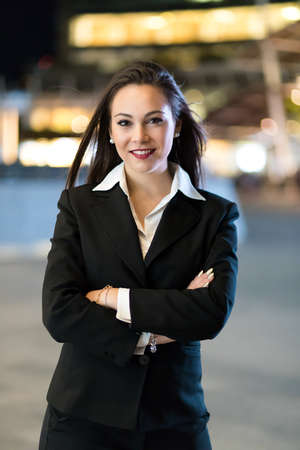 Smiling businesswoman outdoorの写真素材