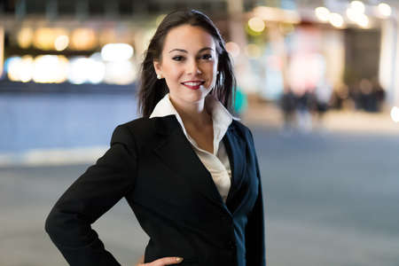 Smiling businesswoman outdoorの写真素材
