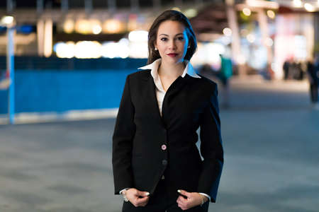 Smiling businesswoman outdoorの写真素材
