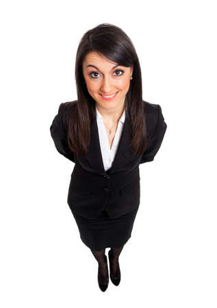 Businesswoman full length smiling seen from aboveの写真素材