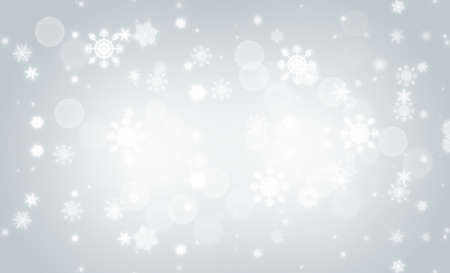 Gray abstract background. white light and snowflakes bokeh winter for Christmas new year blurred beautiful shiny lights use for card banner wallpaper backdrop and your product.の写真素材