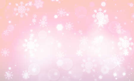 Pink abstract background. white light and snowflakes bokeh winter for Christmas new year blurred beautiful shiny lights use for card banner wallpaper backdrop and your product.の写真素材