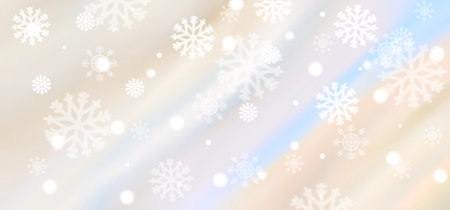 abstract background. white light and snowflakes bokeh winter for Christmas new year blurred beautiful shiny lights use for card banner wallpaper backdrop and your product.の写真素材