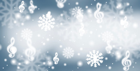 Blue abstract background. white light and snowflakes winter for Christmas new year blurred beautiful shiny lights use for card banner wallpaper backdrop and your product.の写真素材