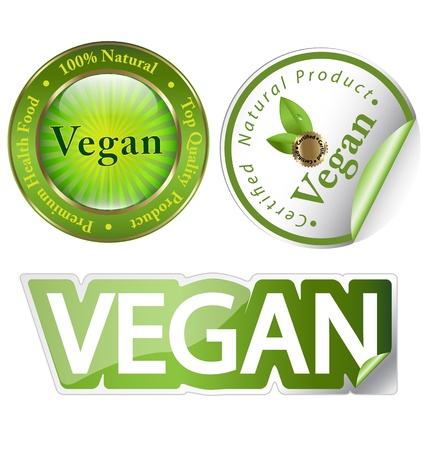Creative set of labels for vegan-related foods/drinksのイラスト素材